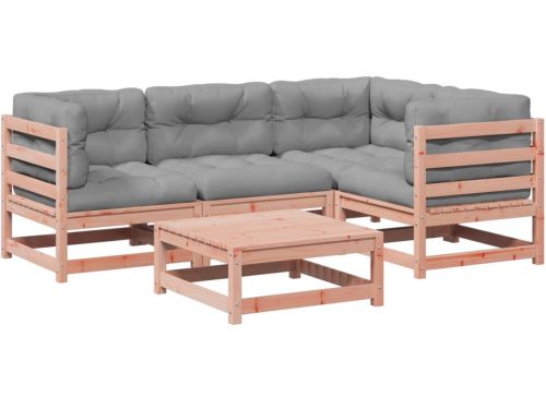 vidaXL Loungeset Hout - 5-delig - Inclusief Kussens Hoeken Bank