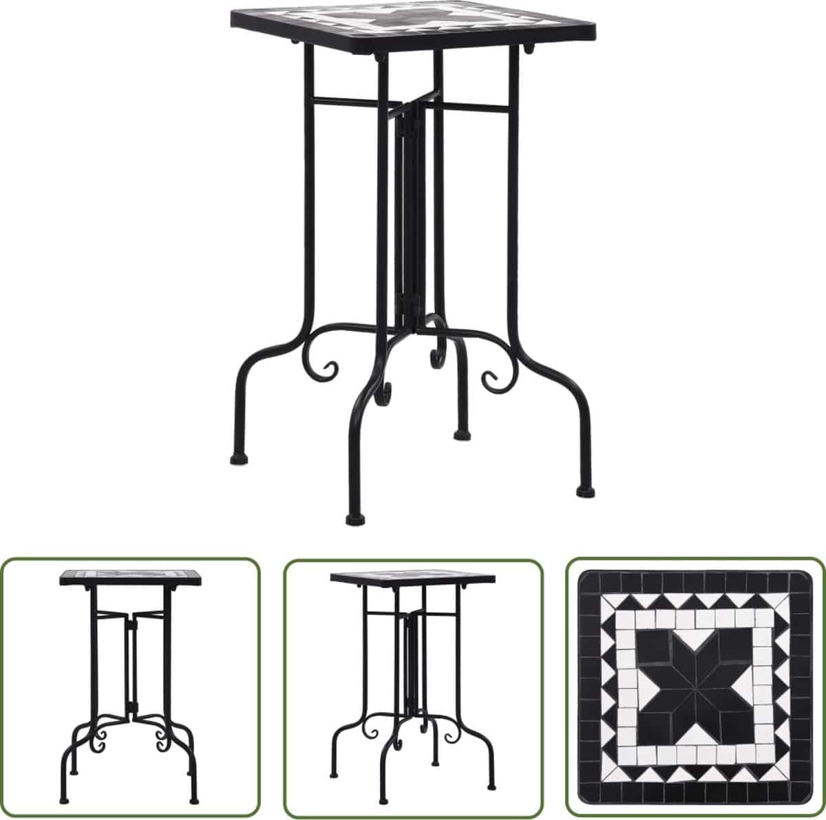 vidaXL Mozaïek Tafellaar – Bijzettafel – Bijzettafel mozaïek keramiek zwart