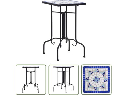 vidaXL Mozaiekt - Bijzettafel - Bijzettafel mozaïek keramiek blauw en
