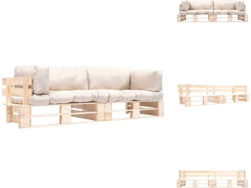 vidaXL Pallet Bankenset - Grenenhout - 220x66x65 cm - Zandkleurige