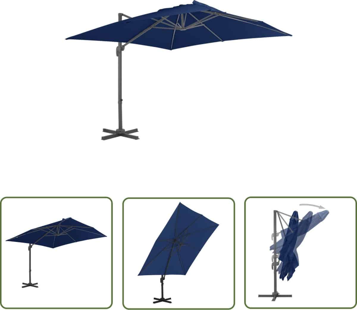 vidaxl parasol zonwering zweefparasol met aluminium paal 3×3