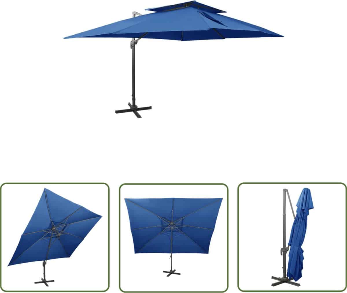 vidaxl parasol zonwering zweefparasol met dubbel dak 400×300