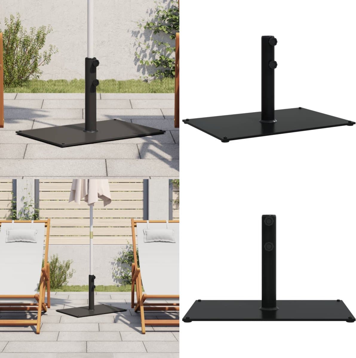 vidaxl parasolvoet voor stokken van Ø32/38/48 mm 15 kg rechthoekig