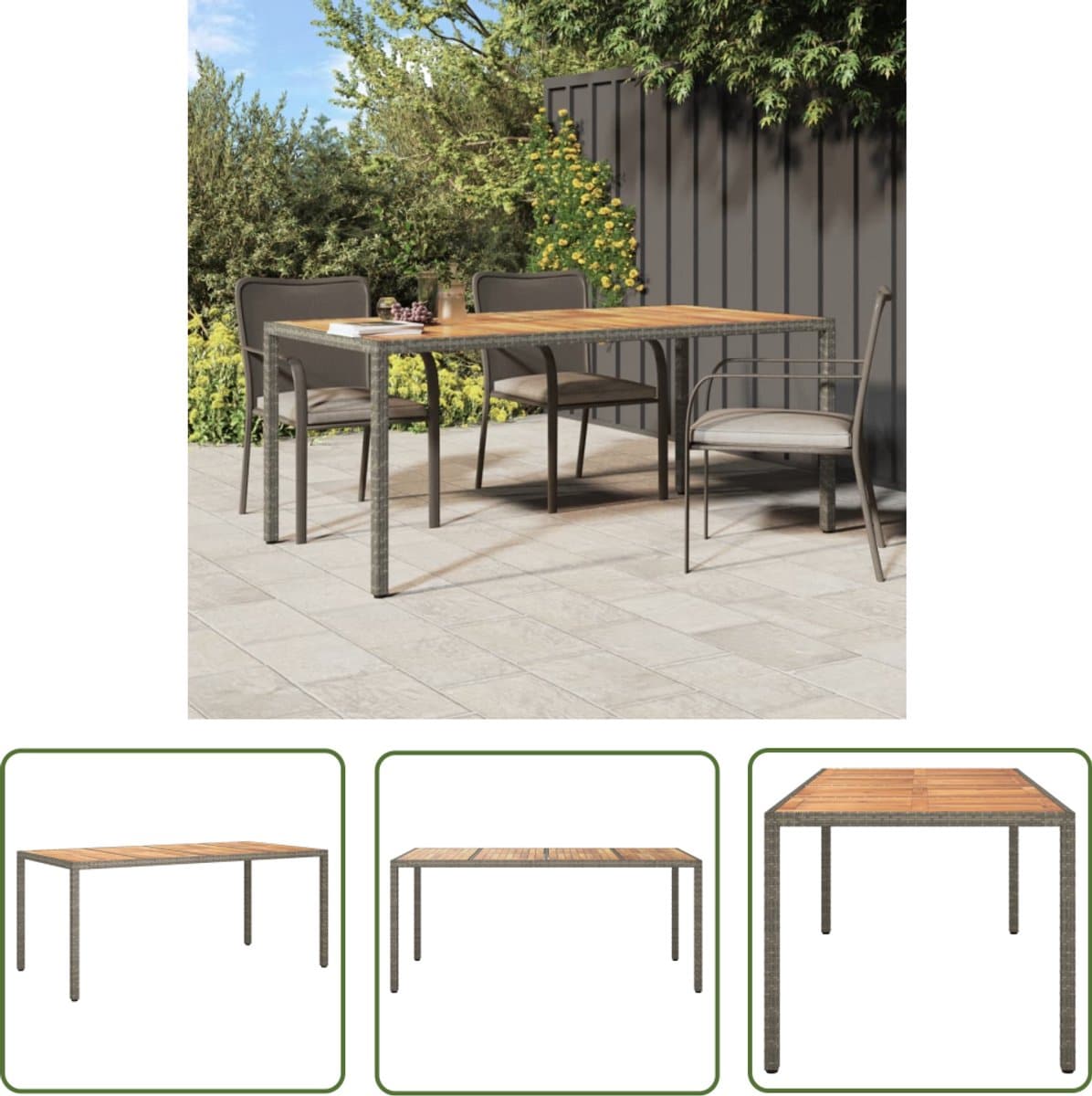 vidaXL Poly Rattan Tafel – Tuin Tafel – Tuintafel 190x90x75