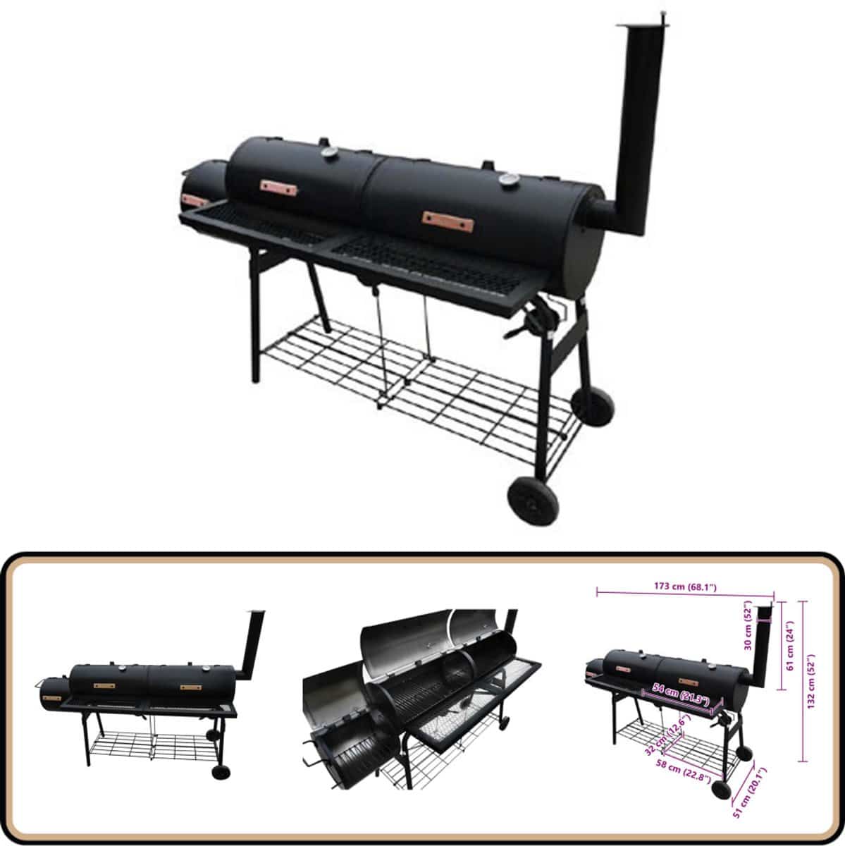 vidaxl rookbarbecue nevada xl zwart rookbarbecue bbq