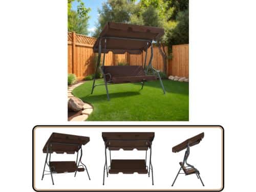 vidaXL Schommelbank - 170x110x153 cm - Koffiekleurig Schommelbank - Tuinbank