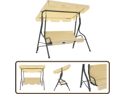 vidaXL Schommelbank crèmewit - Comfortabel & Stijlvol Schommelbank - Tuinbank