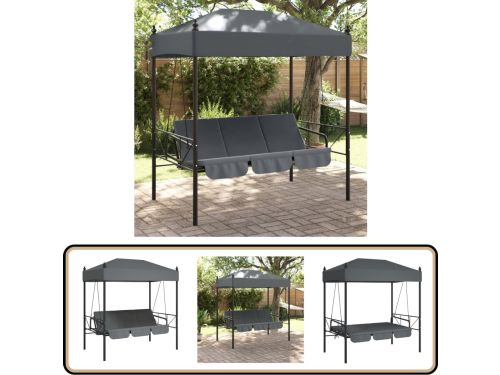 vidaXL Schommelbank met luifel - Donkergrijs - 250 kg Schommelbank