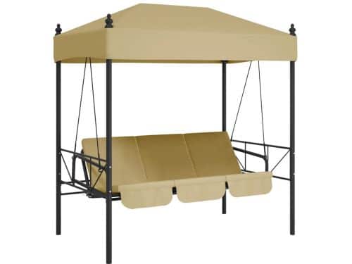 vidaXL - Schommelbank - met - luifel - staal zandkleurig