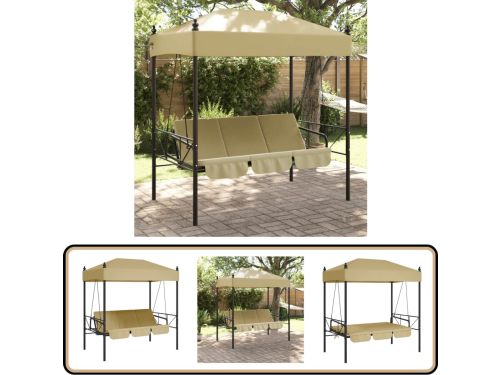 vidaXL Schommelbank met luifel - Staal - Zandkleurig Schommelbank