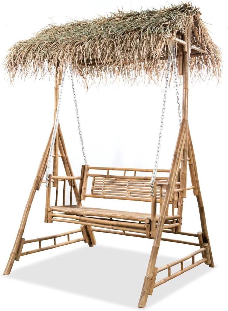 vidaxl schommelbank met palmbladeren 2 zits