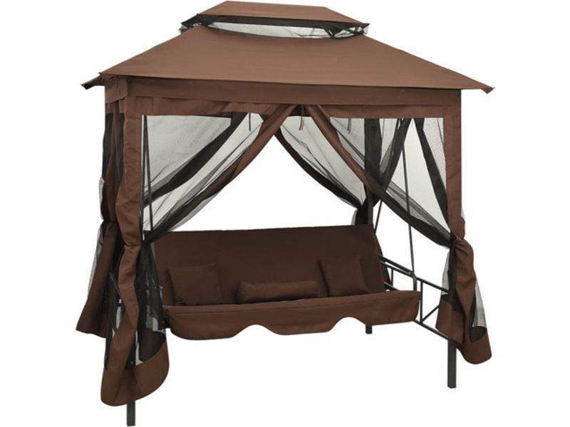 vidaXL - Schommelbank - met - prieel - converteerbaar