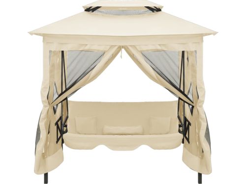 vidaXL Schommelbank met Prieel - Crèmewit Schommelbank - Tuinset