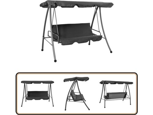 vidaXL Schommelbank - Verstelbaar - Antraciet - Staal Schommelbank