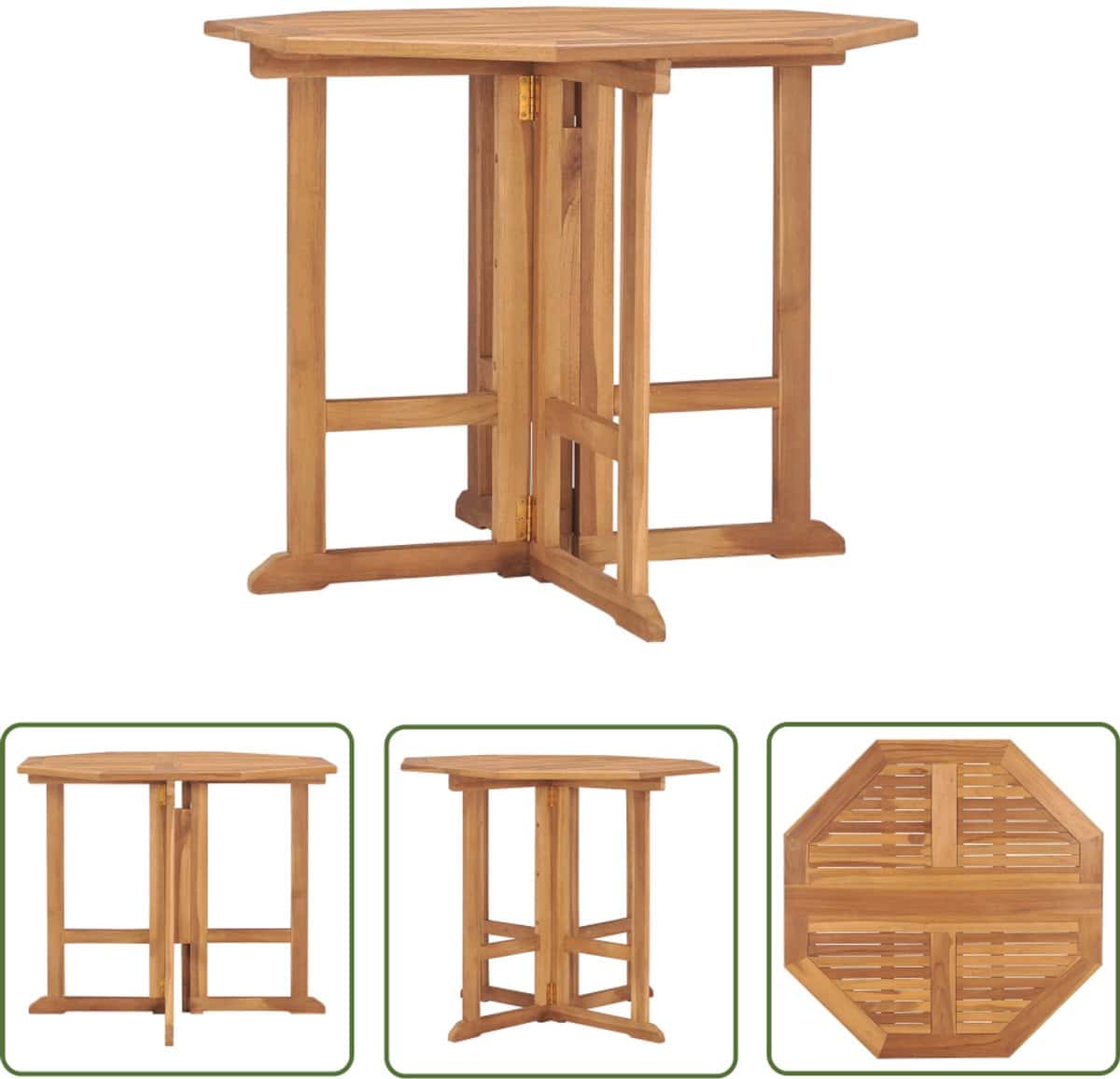 vidaxl teak hout tuin tafel tuintafel inklapbaar 90x90x75