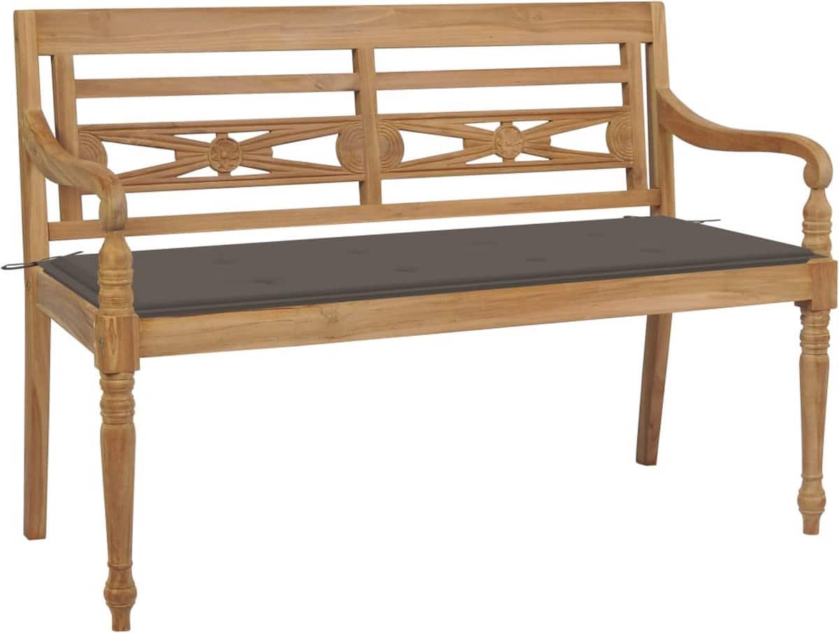 vidaxl teak hout tuinbank bank batavia met taupe