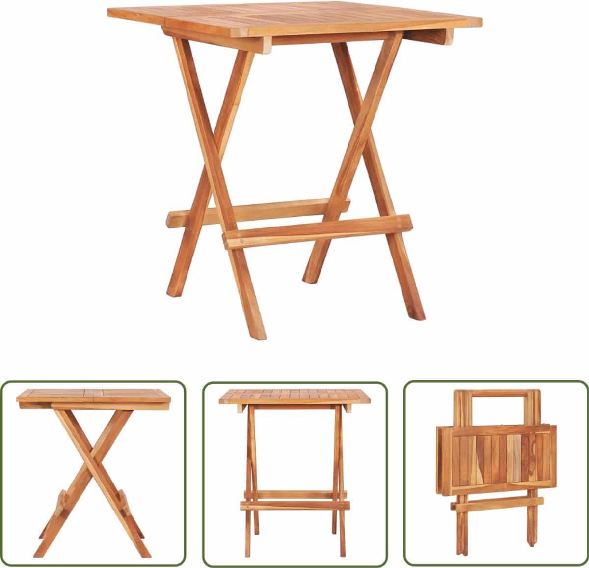 vidaxl teak tafel tuin tafel bistrotafel inklapbaar 60x60x65