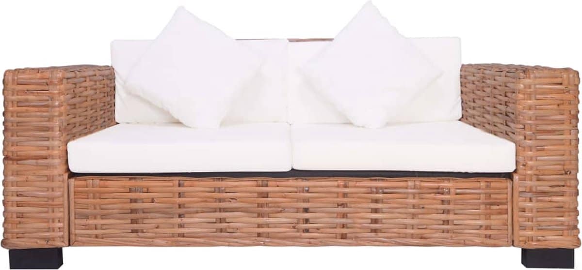 vidaxl tuinbank 2 zits natuurlijk rattan inclusief kussens tuinbank