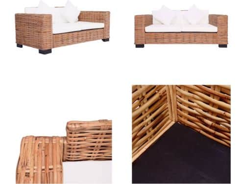 vidaXL Tuinbank 2-zits natuurlijk rattan - Tuinbank - Tuinbanken