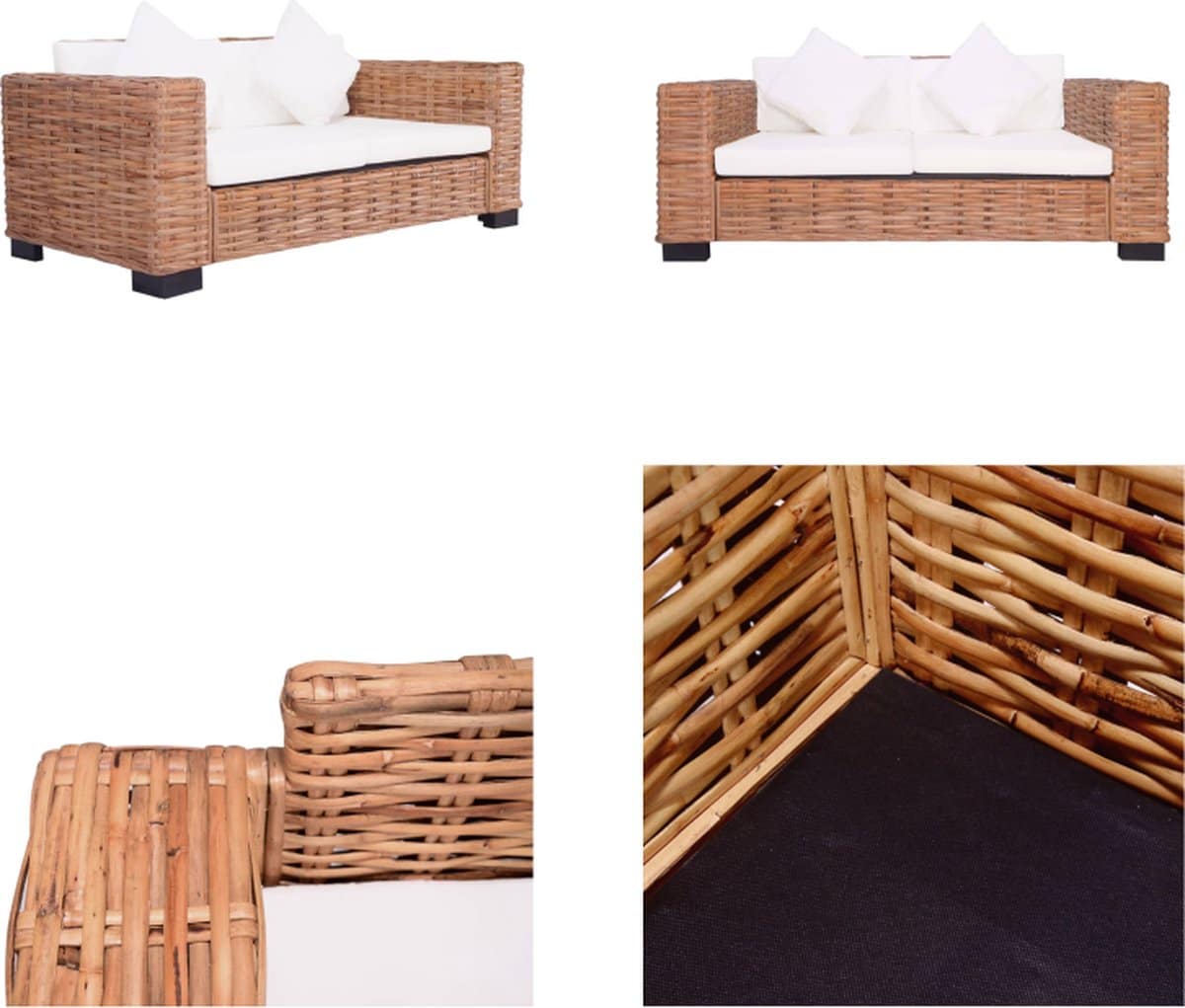 vidaxl tuinbank 2 zits natuurlijk rattan tuinbank tuinbanken