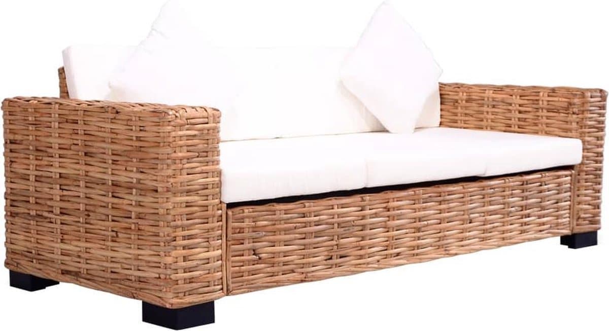 vidaxl tuinbank 3 zits natuurlijk rattan
