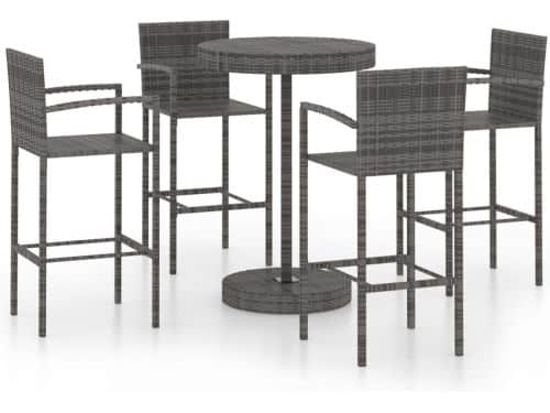 vidaXL Tuinbarset 5-delig Poly Rattan Grijs Tuinbarset - Barset