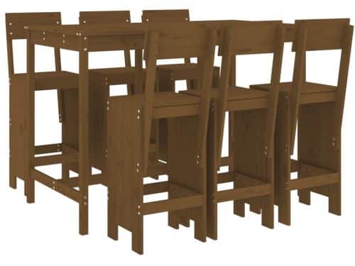 vidaXL Tuinbarset - 7-delig - Massief Grenenhout Houten Barset