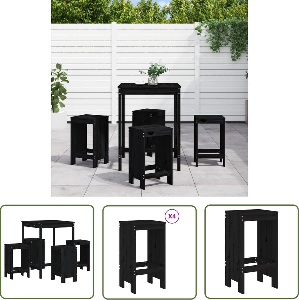 vidaxl tuinbarset tuinbarsets tuinset eethoek 5 delige