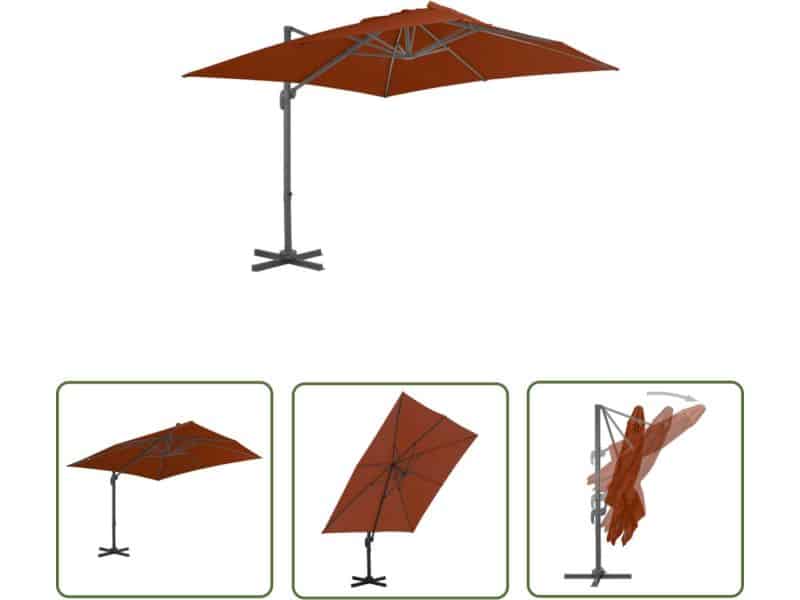 vidaXL Tuindecoratie - Zonwering - Zweefparasol met aluminium paal 300x300