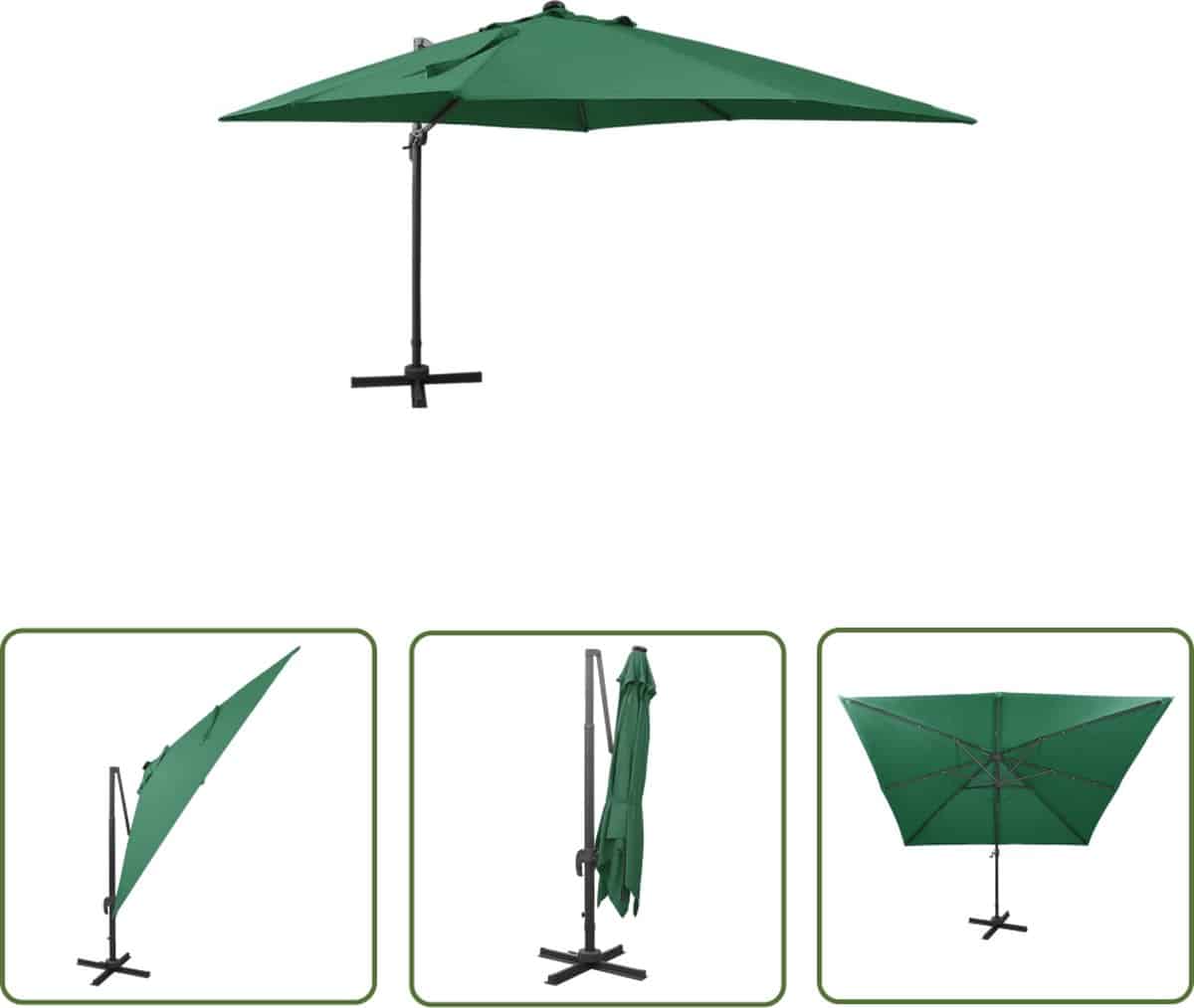 vidaxl tuindecoratie zonwering zweefparasol met paal en led