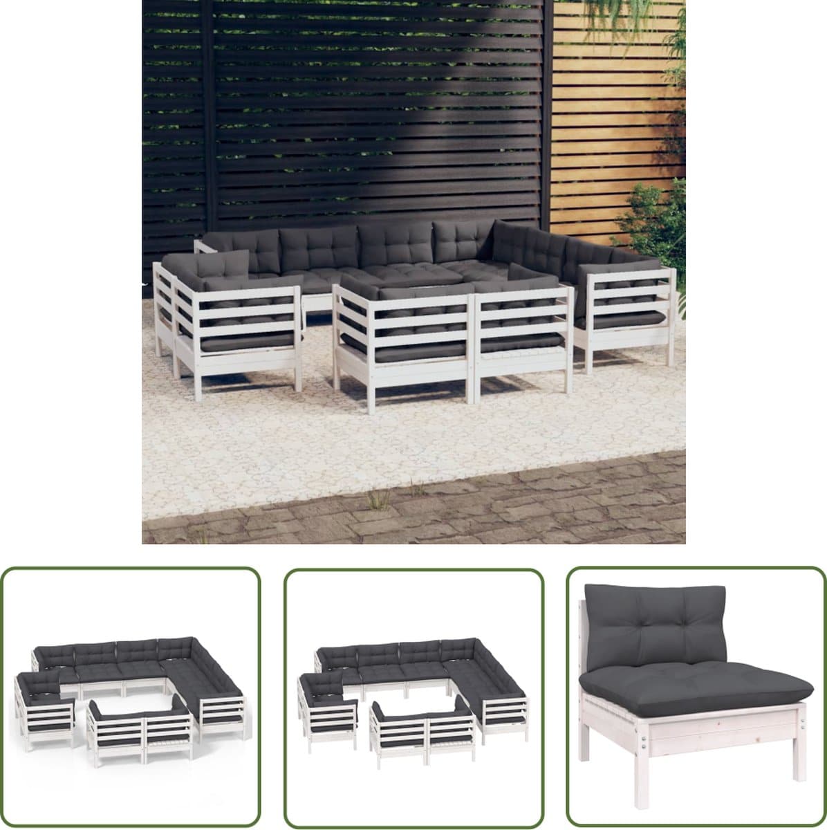 vidaxl tuinmeubel loungeset 11 delige loungeset met kussens massief