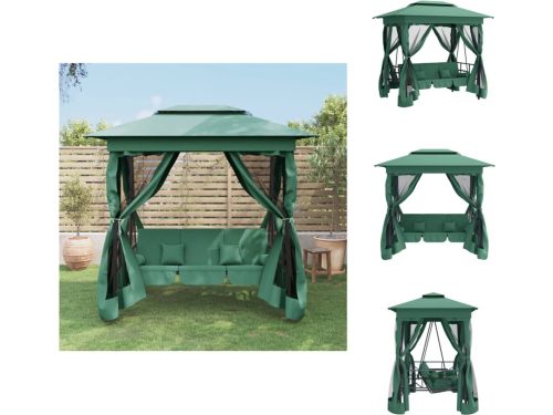 vidaXL Tuinpaviljoen Swingbank 3-in-1 - 223x153x233 cm - Groen