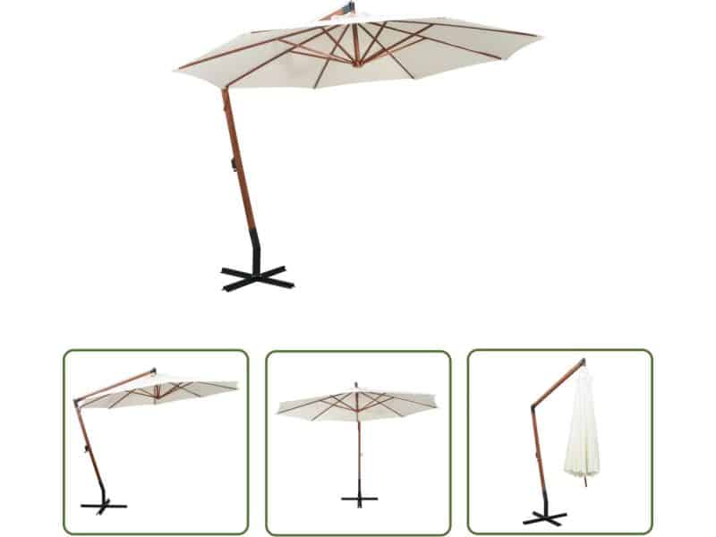 vidaXL Tuinscherm - Zweefparasol - Zweefparasol met houten paal 350