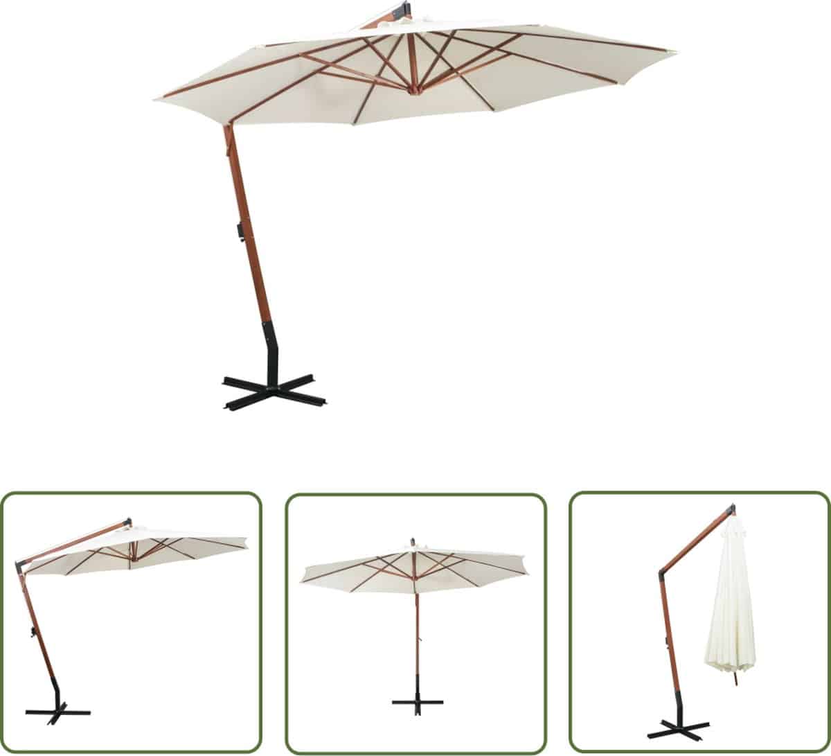 vidaxl tuinscherm zweefparasol zweefparasol met houten paal 350