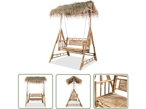 vidaXL Tuinschommelbank - Bamboeschommelbank - Schommelbank met palmbladeren 2-zits 202