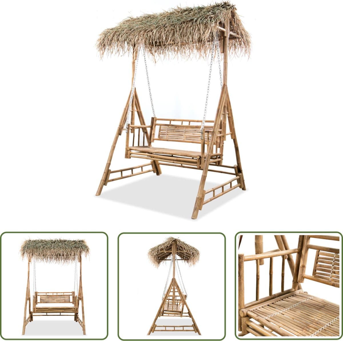 vidaxl tuinschommelbank bamboeschommelbank schommelbank met palmbladeren 2 zits 202