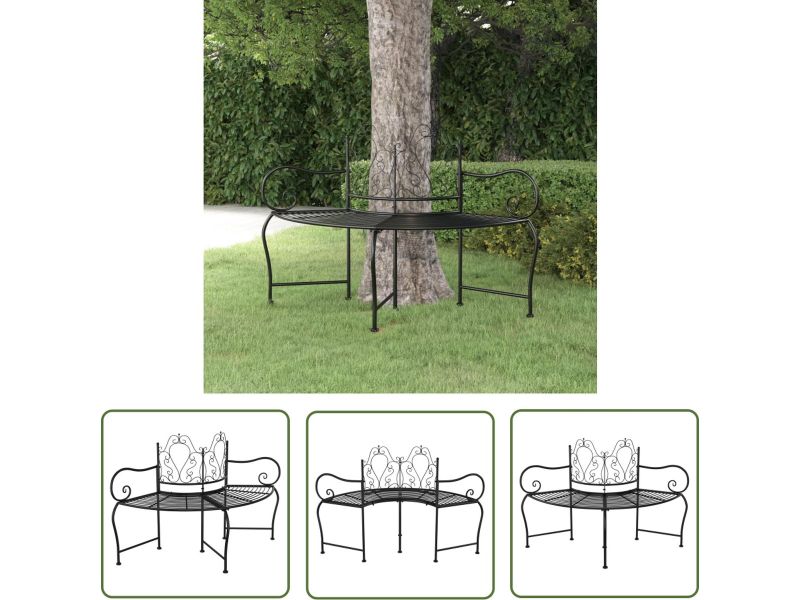 vidaXL Tuinset - Boombank - Boombank 150 cm staal zwart