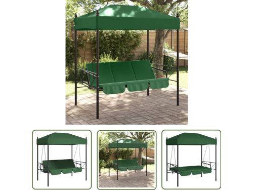 vidaXL Tuinset - Schommelbank - Schommelbank met luifel staal groen