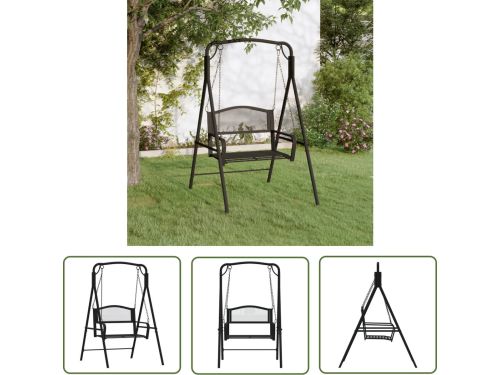 vidaXL Tuinstoel - Schommelbank - Schommelbank 124 cm staal zwart