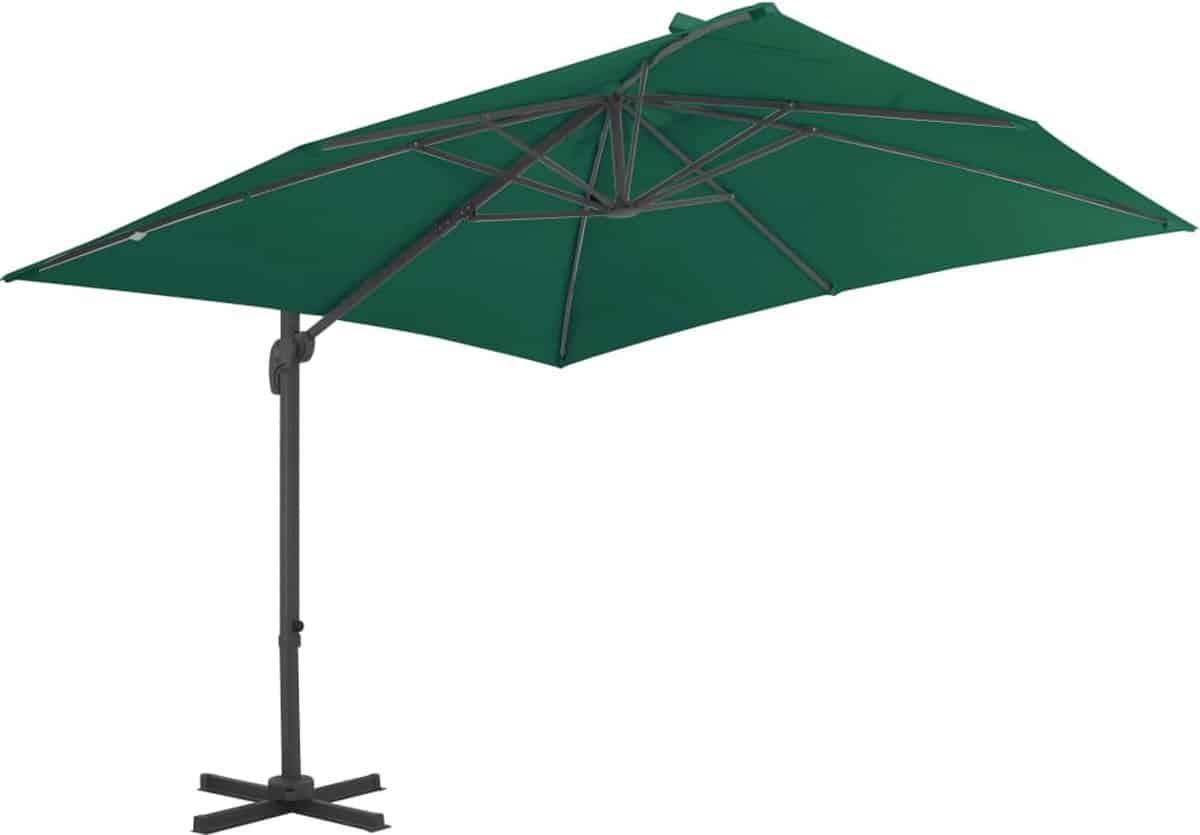 vidaxl zweefparasol 300×300 cm groen hangende parasol tuinset