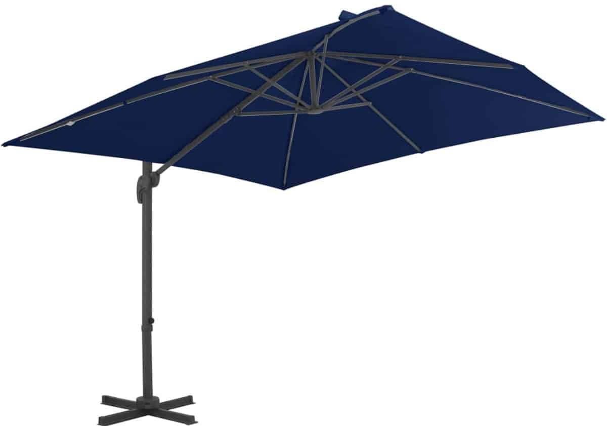 vidaxl zweefparasol 3×3 m aluminium azuurblauw hangende parasol