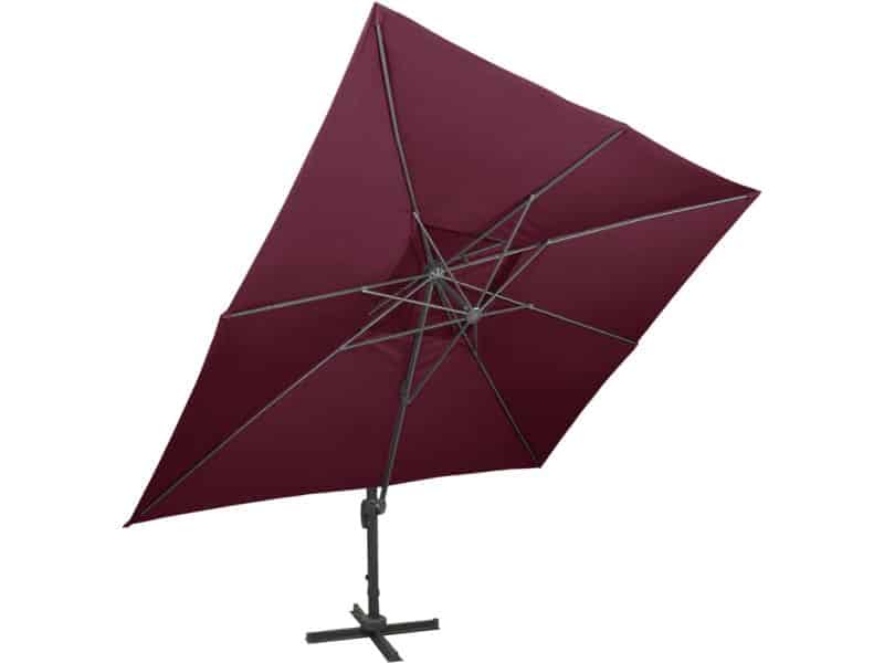vidaXL Zweefparasol - 400x300 cm - Bordeauxrood Zonwering - Parasol