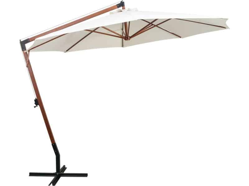 vidaXL Zweefparasol - Houten paal - 350 cm - Wit