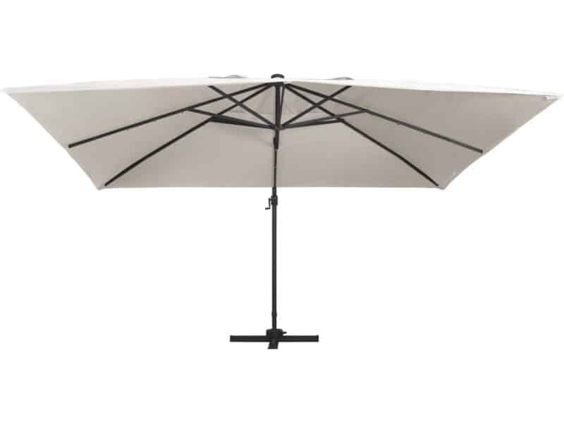 vidaXL Zweefparasol LED 400x300 cm - Zandkleurig Hangende Parasol