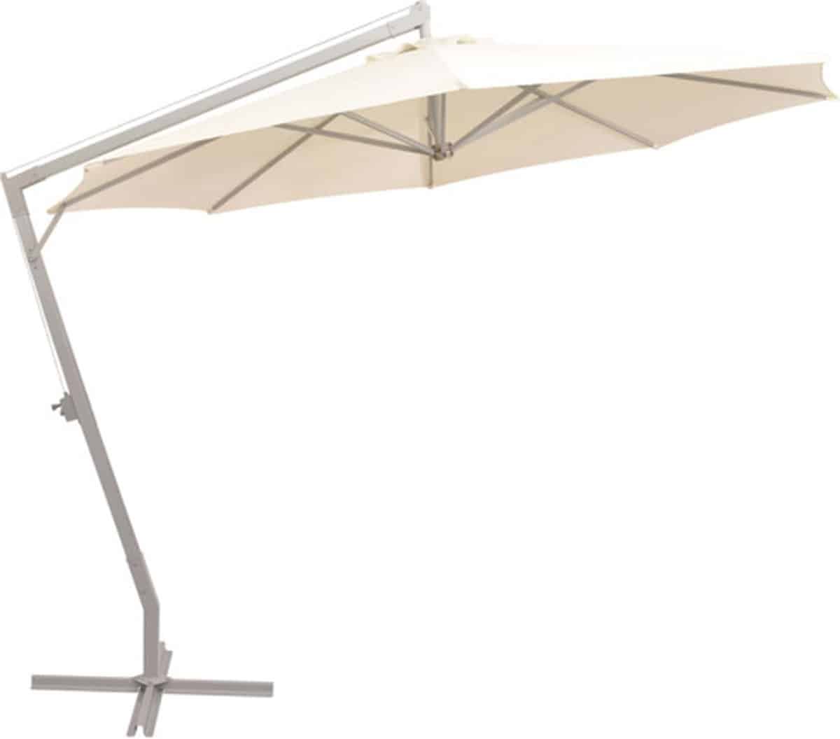 vidaxl zweefparasol met aluminium paal 350 cm zandkleurig