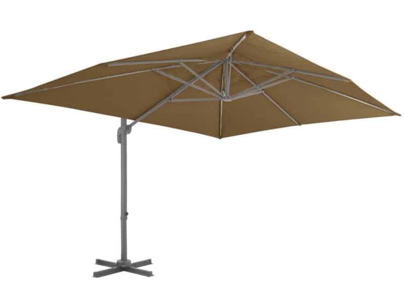 vidaXL Zweefparasol met aluminium paal 400x300 cm taupe