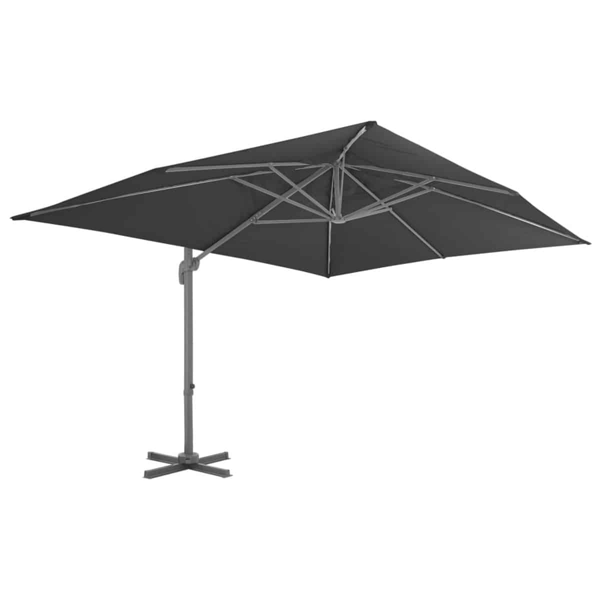 vidaxl zweefparasol met aluminium paal 4×3 m zwart