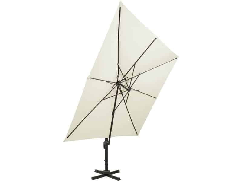 vidaXL Zweefparasol met dubbel dak 300x300 cm zandkleurig