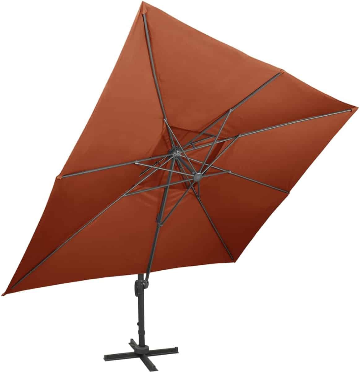 vidaxl zweefparasol met dubbel dak 400×300 cm terracottakleurig