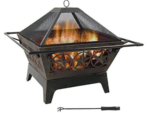 Vierkante 32 Inch Houtgestookte Vuurplaats met Vonkscherm, Kookrooster en Houtpoker